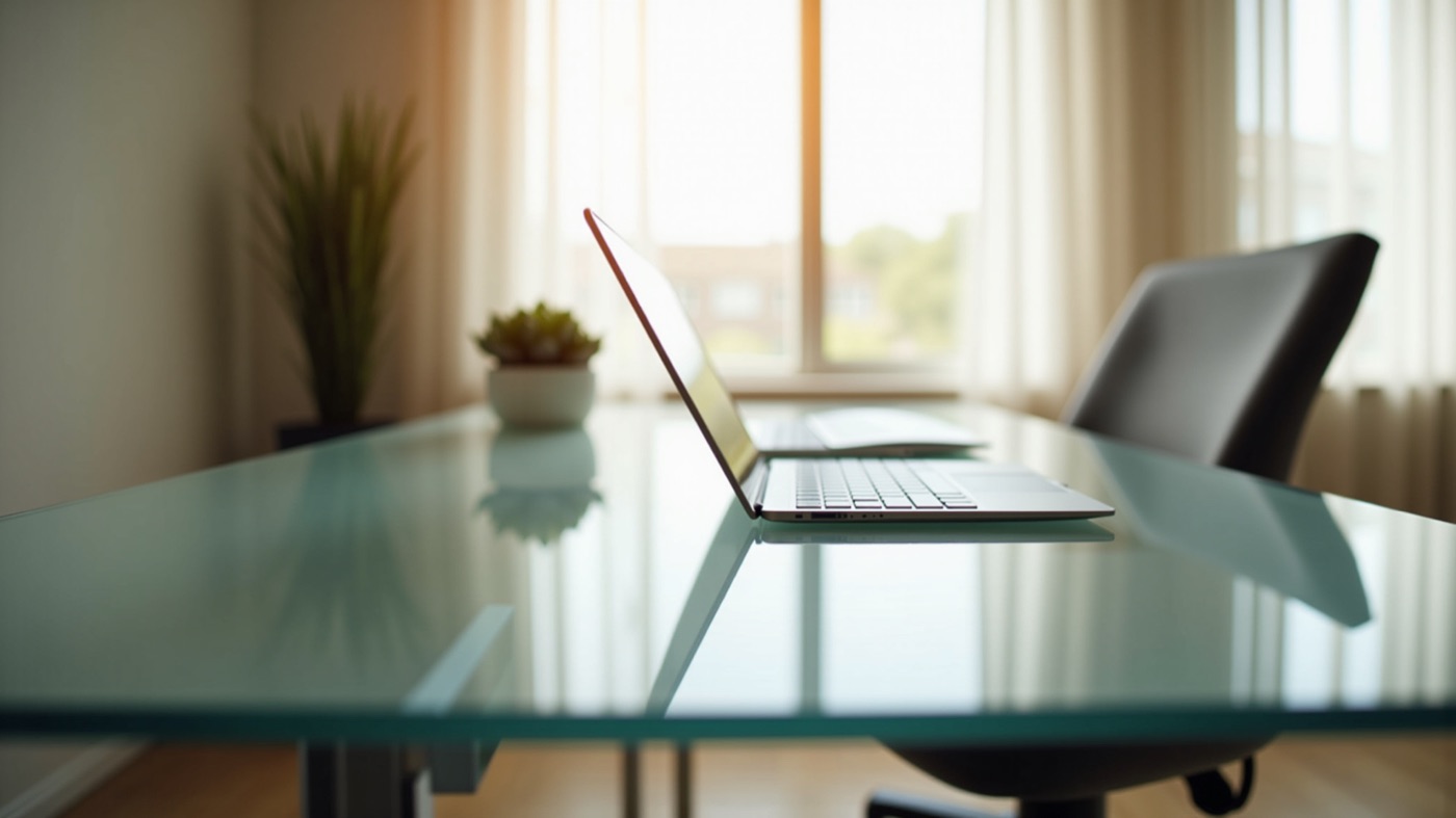 A laptop on an office desk